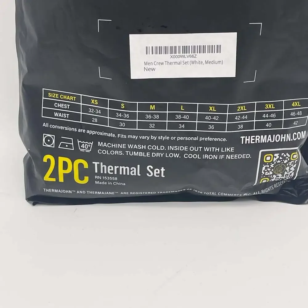 Thermajohn Men Crew Thermal Set White Medium